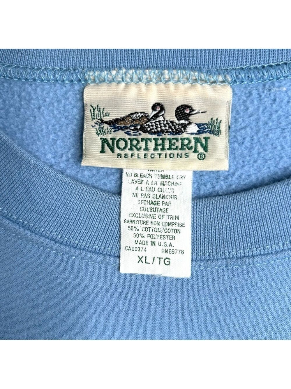 90s Cabin Sweatshirt by Northern Reflections Cabin Scenery Light Blue Size XL - Picture 10 of 11